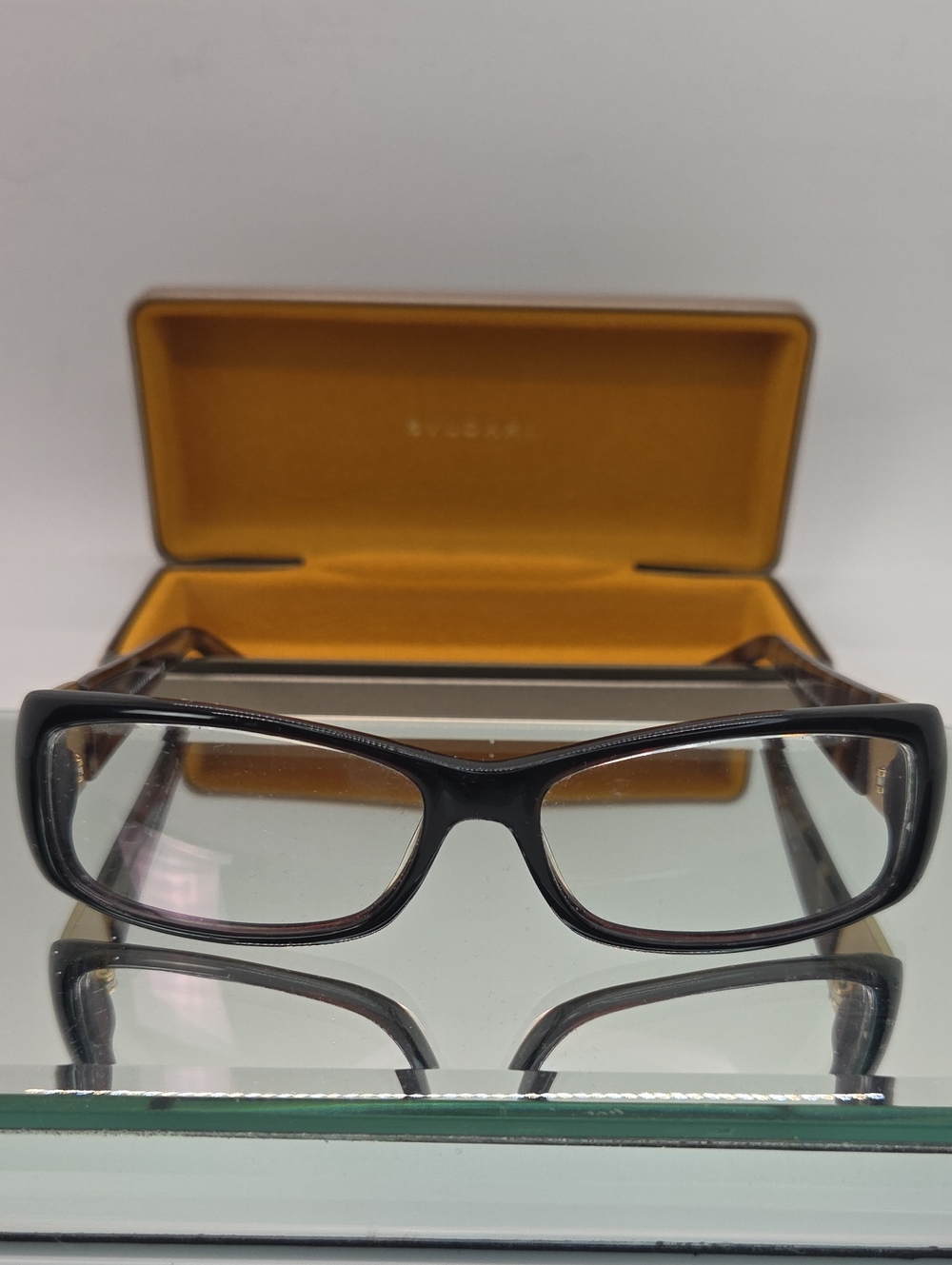 Bulgari BV 8055 Black Rectangular Eyeglasses with Brown Accents *Prescription